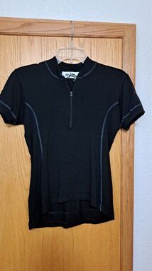 Swobo 100% Merino Wool Cycling Jersey Women Medium Short Sleeve Black Biking Top